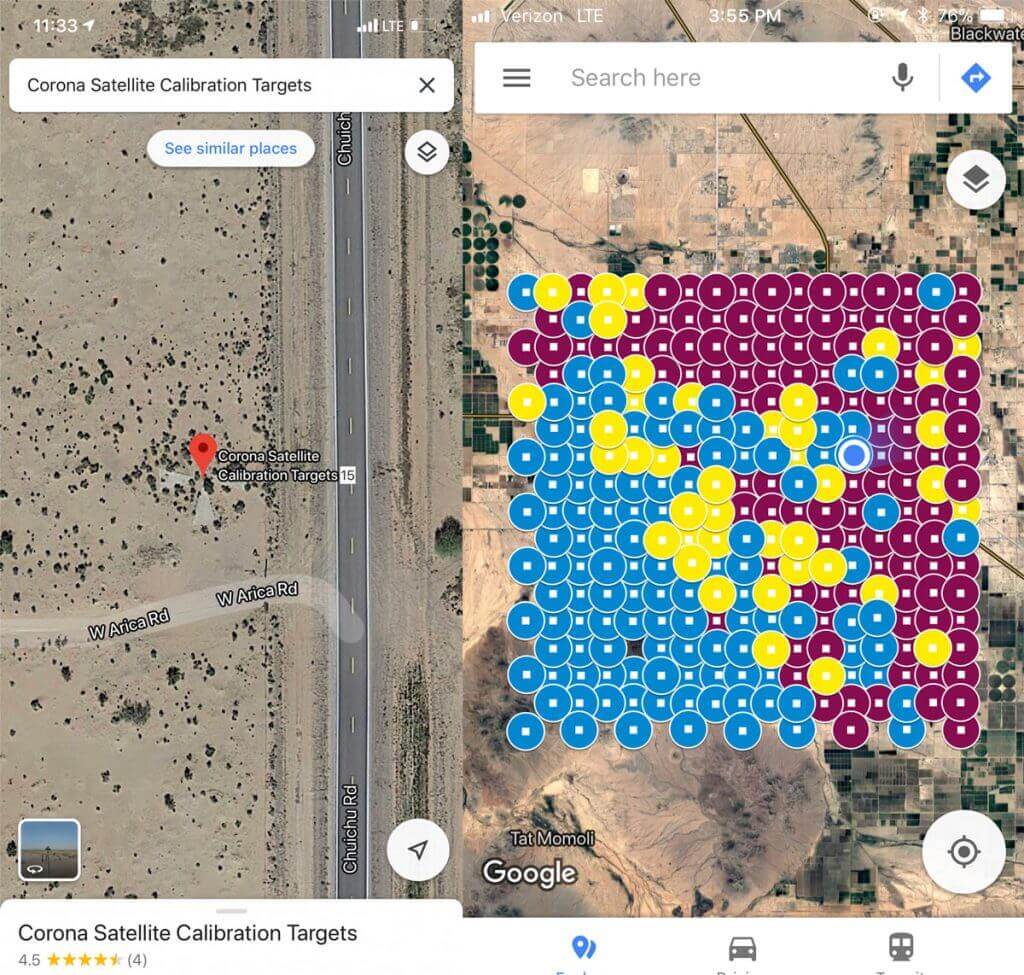 Locations of the Carona Targets