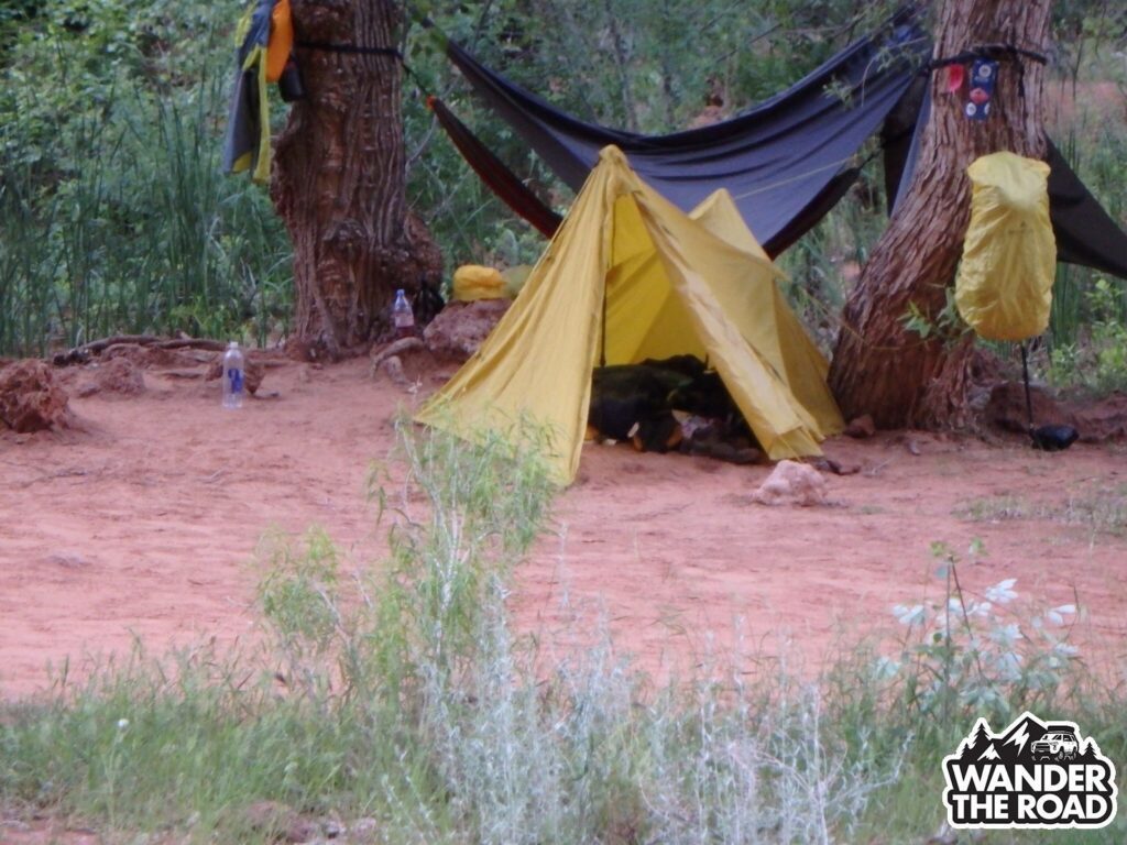 Campsite near Havasupai Falls in Havasu Canyon