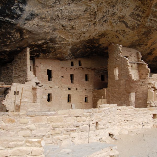 mesa-verde-page Ancestral Puebloan cliff dwelling set into a sandstone alcove at Mesa Verde National Park in Colorado